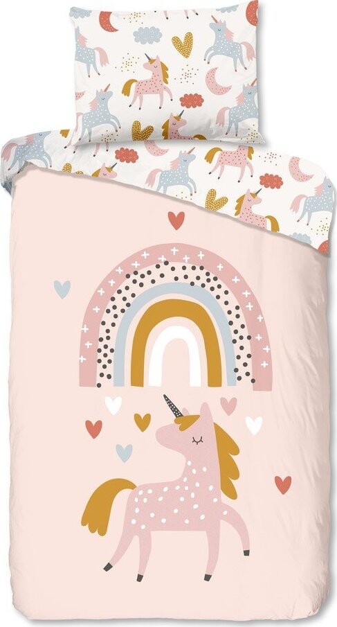 Růžové bavlněné dětské povlečení na jednolůžko 140x200 cm Unilove – Good Morning