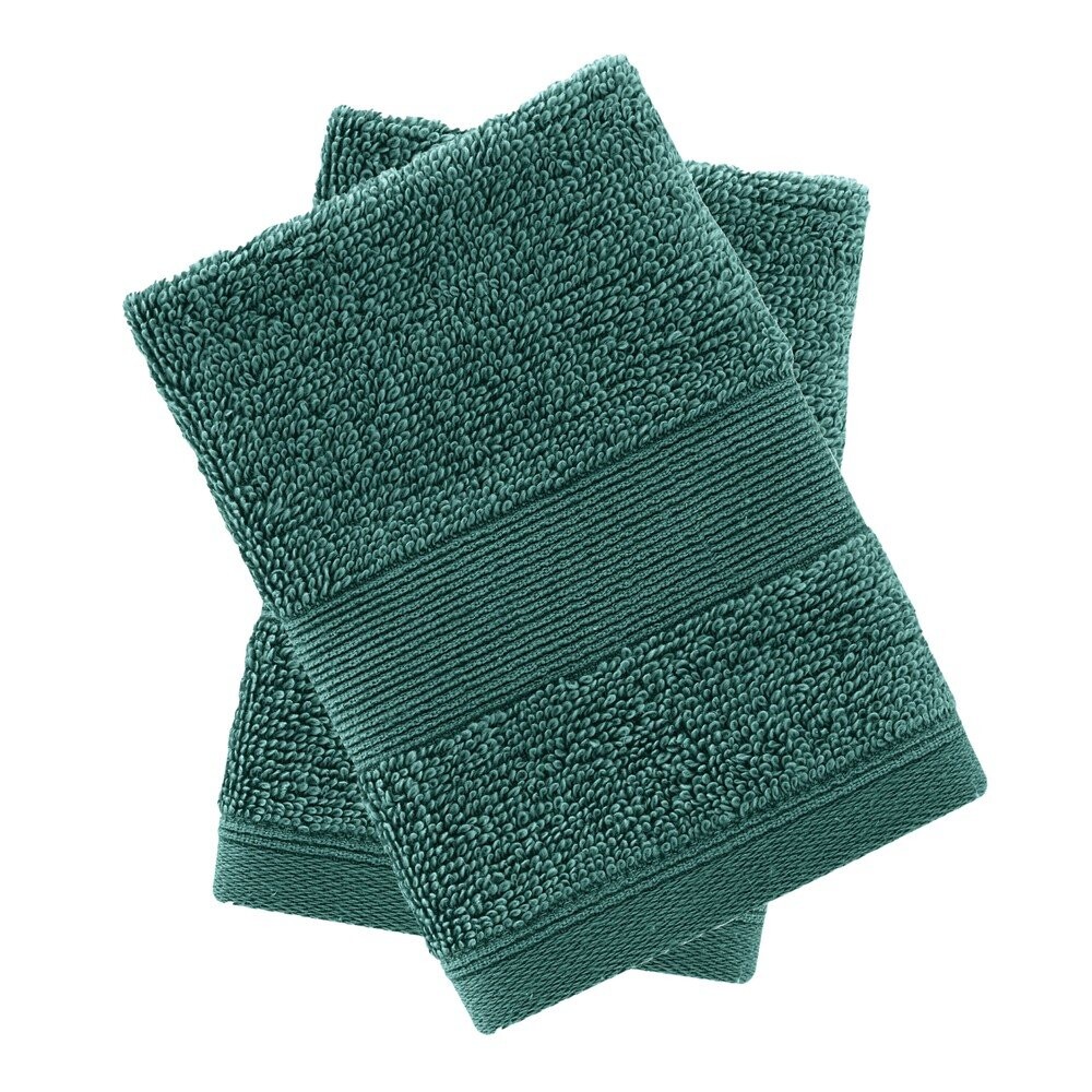 Tmavě zelené froté bavlněné ručníky v sadě 2 ks 30x30 cm Anti-Bacterial – Catherine Lansfield