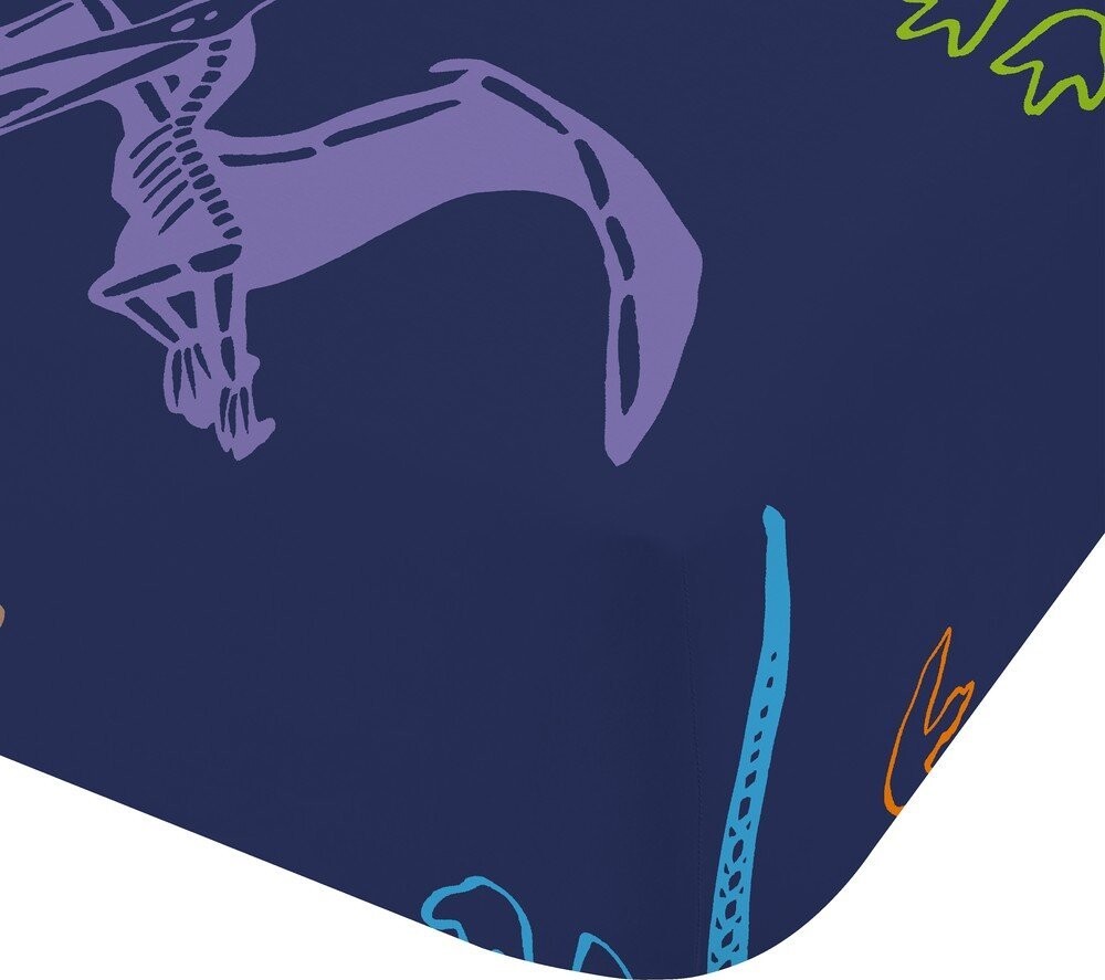 Modré napínací dětské prostěradlo na dvoulůžko 135x190 cm Prehistoric Dinosaurs – Catherine Lansfield