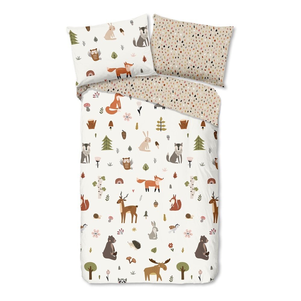 Hnědé/béžové bavlněné dětské povlečení na jednolůžko 140x200 cm United – Good Morning