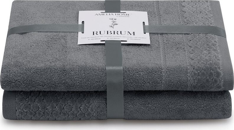 Tmavě šedé froté bavlněné ručníky a osušky v sadě 2 ks Rubrum – Restilo