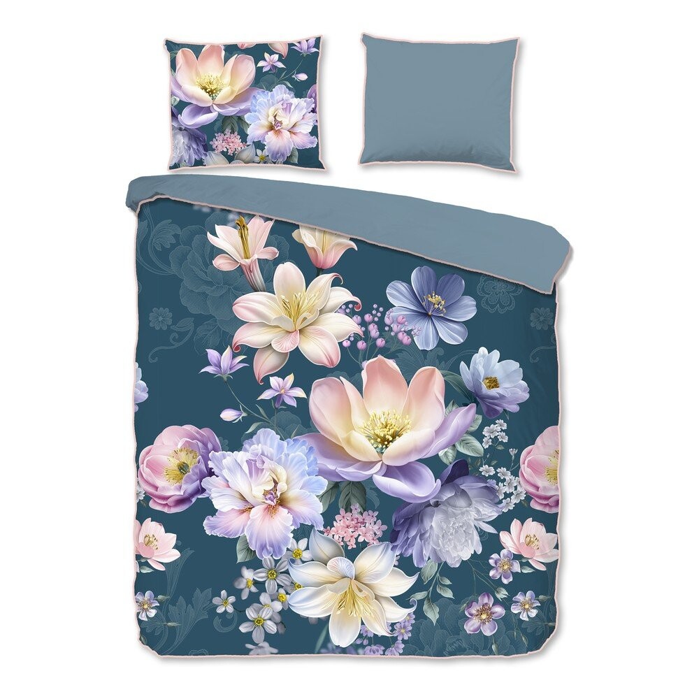 Modré povlečení na dvoulůžko/prodloužené z bavlněného saténu 200x220 cm Mirery – Descanso