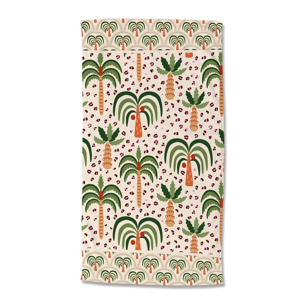 Zelená/béžová sametová plážová osuška 100x180 cm Cezan – Good Morning