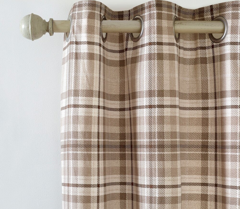 Hnědé flanelové termo závěsy v sadě 2 ks 117x229 cm Cullen Thermal Check – Catherine Lansfield