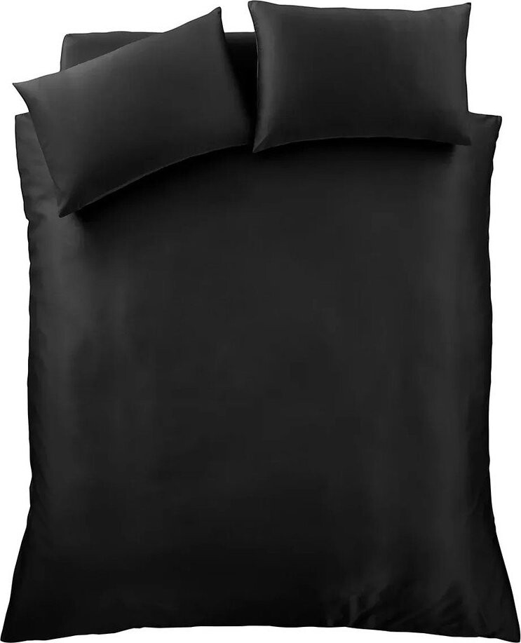 Černé saténové povlečení na dvoulůžko/prodloužené 230x220 cm Silky Soft – Catherine Lansfield