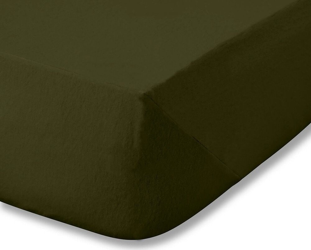 Khaki napínací flanelové prostěradlo 150x200 cm Brushed – Catherine Lansfield