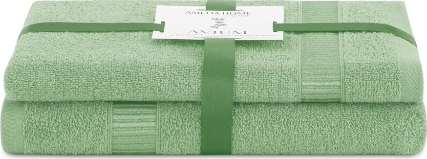 Světle zelené froté bavlněné ručníky a osušky v sadě 2 ks Avium – Restilo