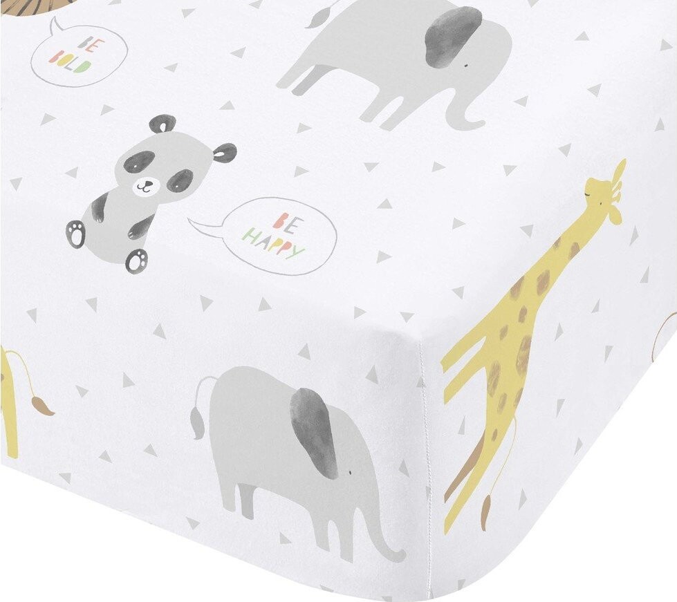 Bílé napínací dětské prostěradlo do postýlky 70x140 cm Roarsome Animals – Catherine Lansfield