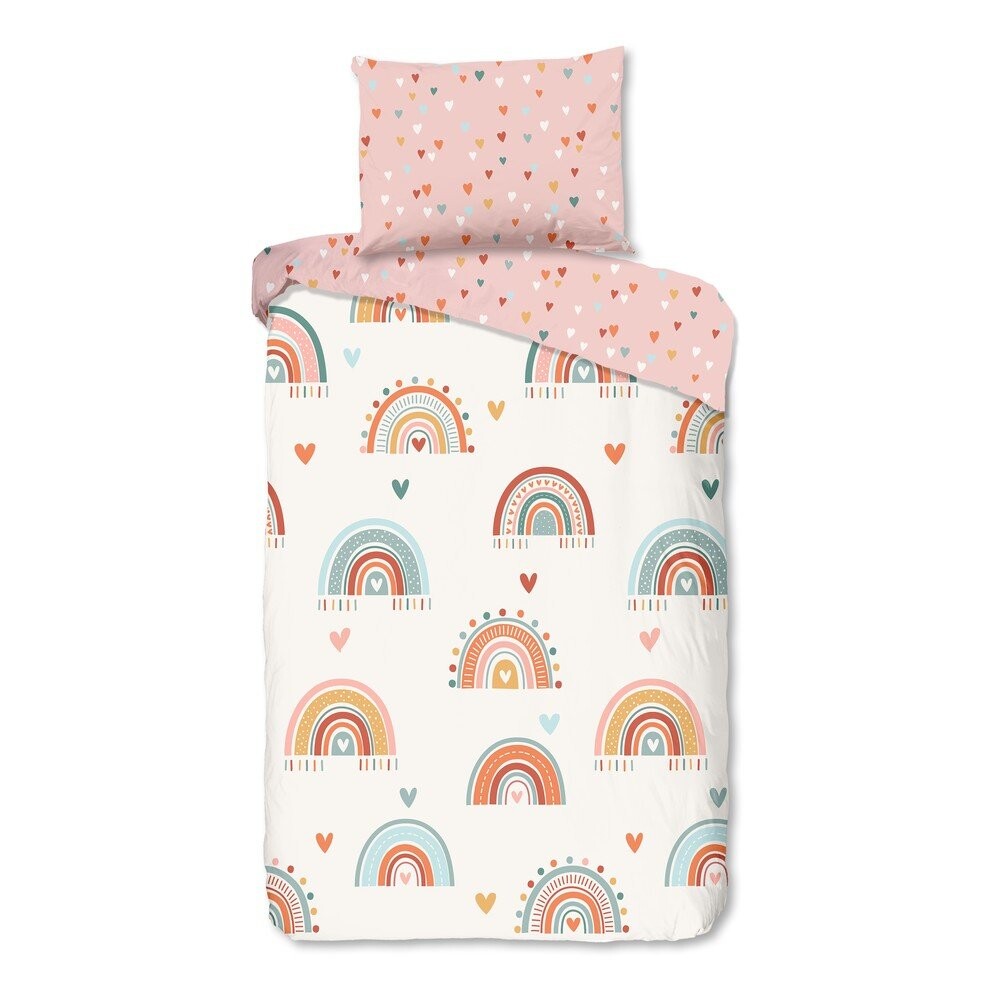 Růžové/béžové bavlněné dětské povlečení na jednolůžko 140x200 cm Louie – Good Morning