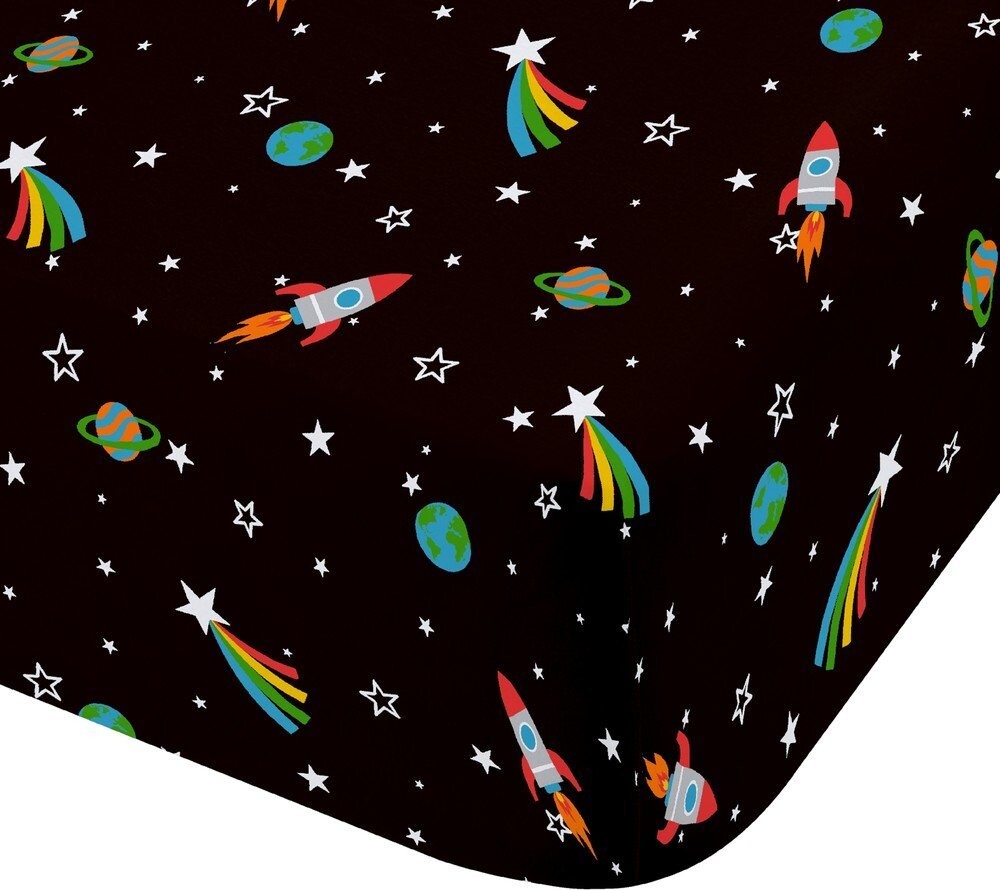 Černé napínací dětské prostěradlo na dvoulůžko 135x190 cm Rainbow Rockets – Catherine Lansfield