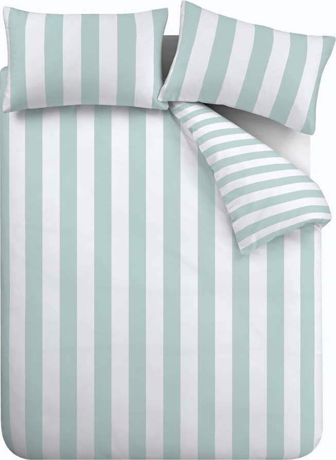 Povlečení na dvoulůžko/prodloužené v mentolové barvě 230x220 cm Cove Stripe – Catherine Lansfield
