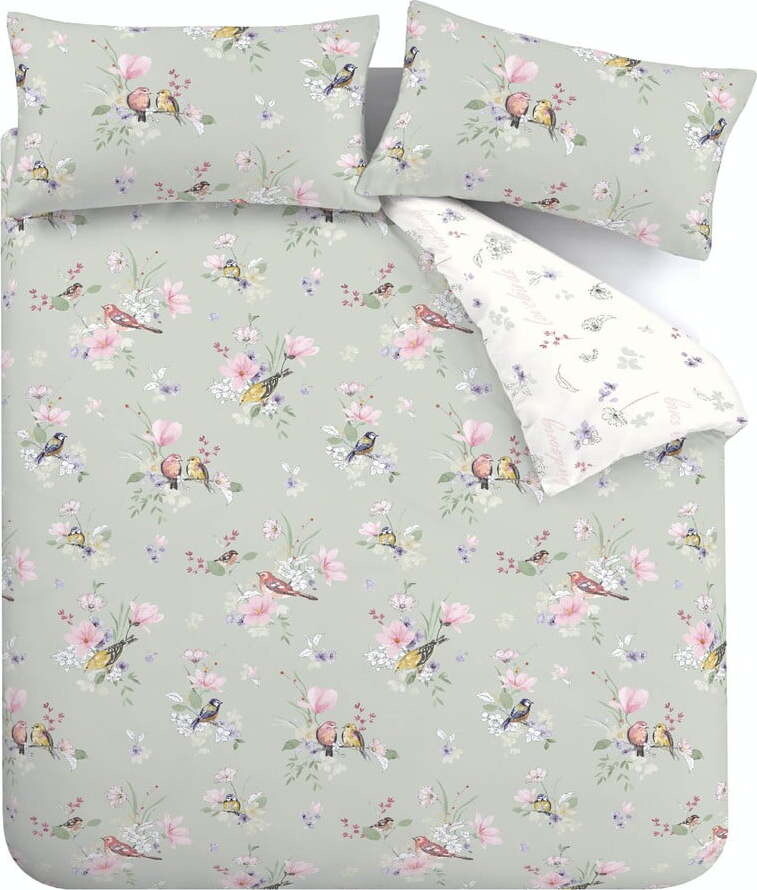 Světle zelené povlečení na dvoulůžko/prodloužené 230x220 cm Songbird – Catherine Lansfield