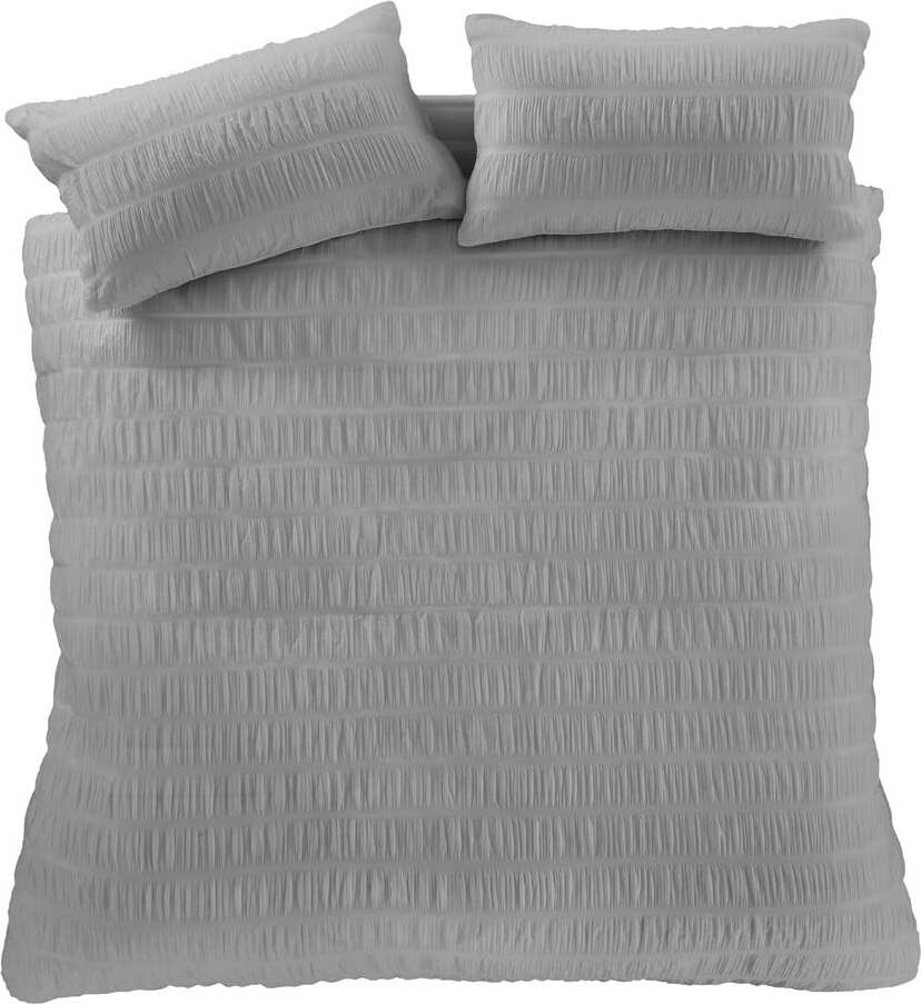 Šedé krepové povlečení na dvoulůžko/prodloužené 230x220 cm Seersucker – Catherine Lansfield