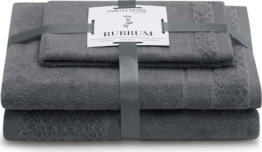 Tmavě šedé froté bavlněné ručníky a osušky v sadě 3 ks Rubrum – Restilo
