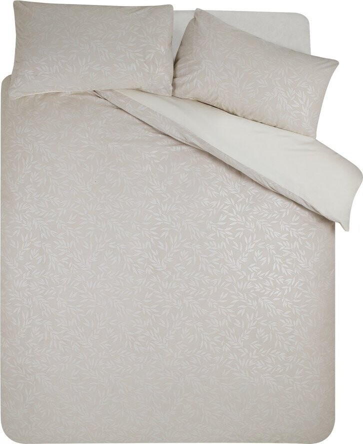 Šedobéžové povlečení na dvoulůžko/prodloužené z žakáru 230x220 cm Corded Leaves – Catherine Lansfield