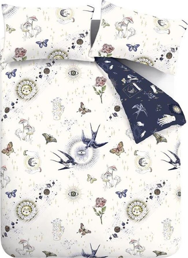 Modré/krémové povlečení na dvoulůžko/prodloužené 230x220 cm Astrology – Sassy B