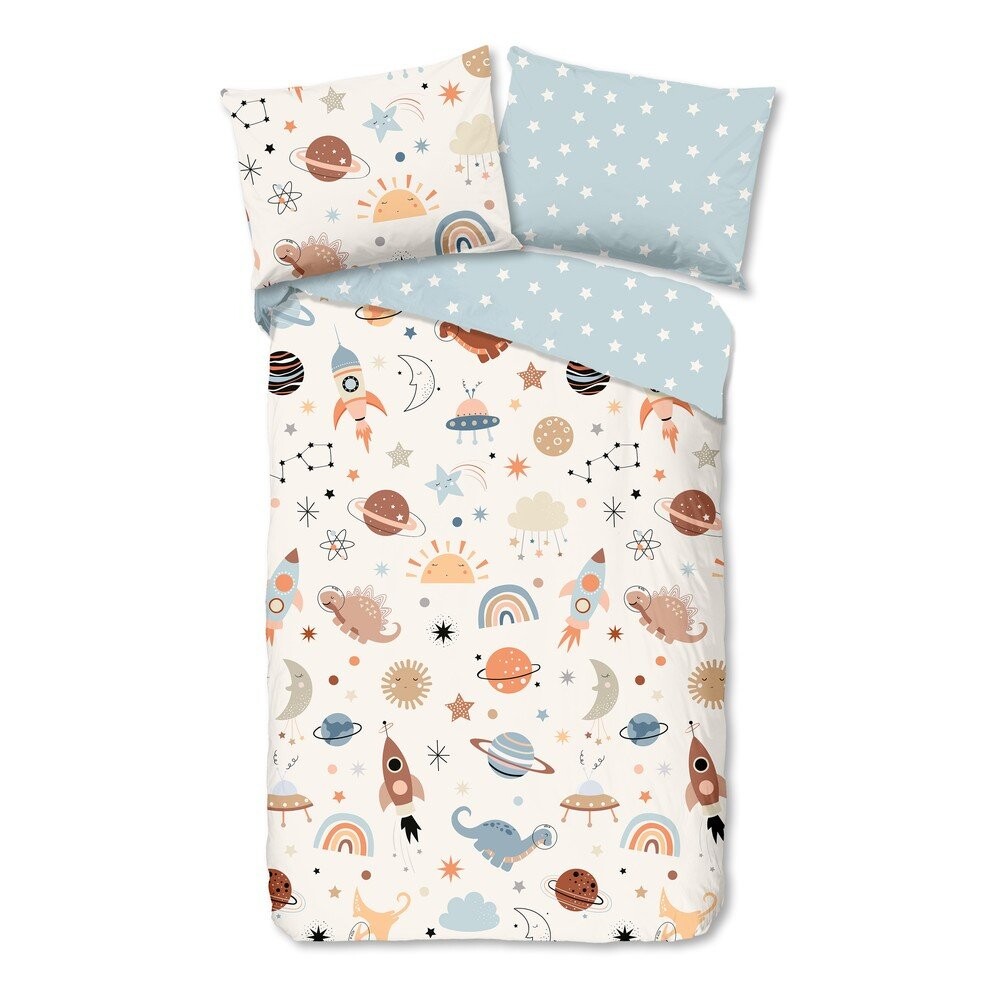 Modré/béžové bavlněné dětské povlečení na jednolůžko 140x200 cm Eclips – Good Morning