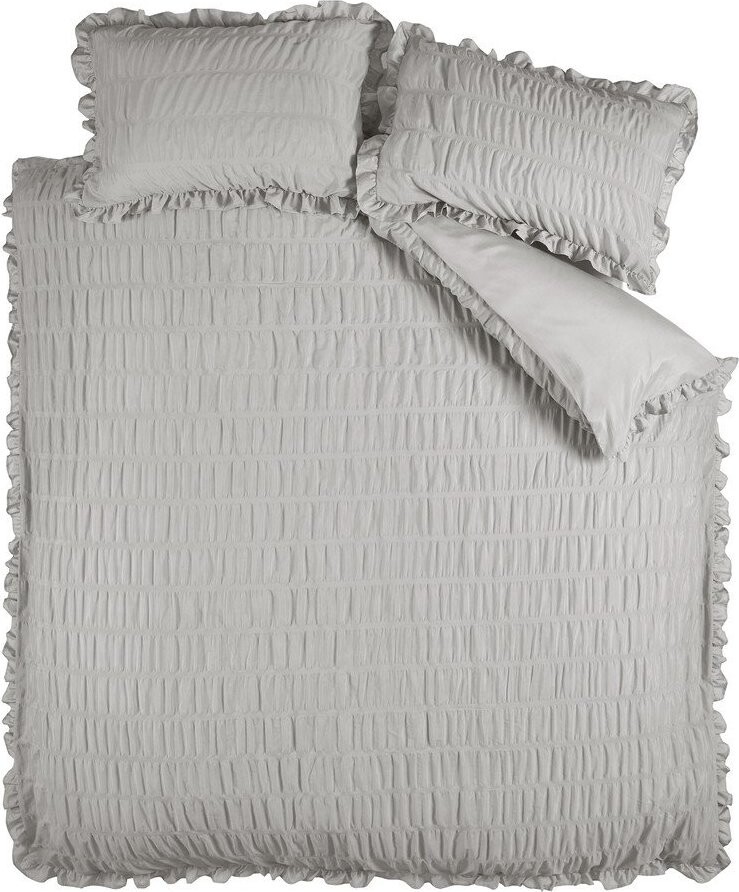 Šedé krepové povlečení na dvoulůžko 200x200 cm Seersucker Frill – Catherine Lansfield