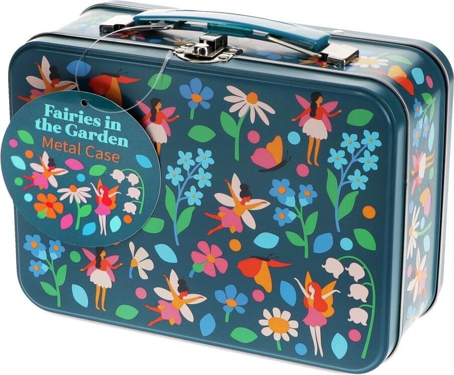 Tmavě modrý kovový dětský kufřík 19x8x17 cm Fairies in the Garden – Rex London