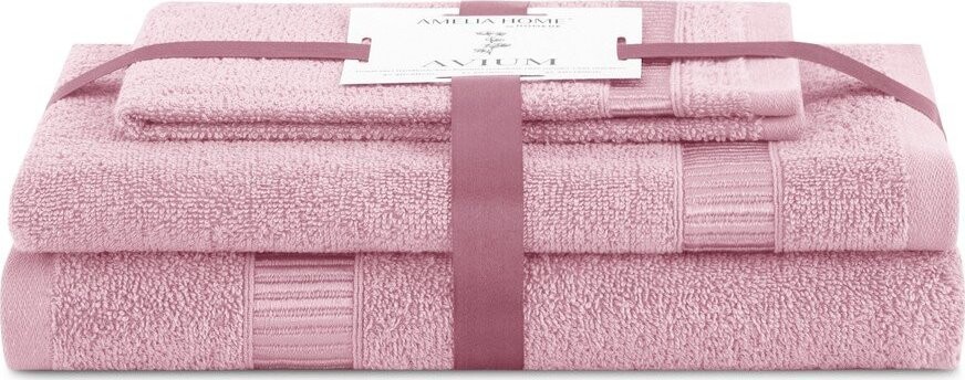 Světle růžové froté bavlněné ručníky a osušky v sadě 3 ks Avium – Restilo