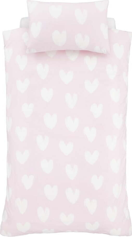 Růžové flanelové dětské povlečení na dvoulůžko 200x200 cm Hearts – Catherine Lansfield
