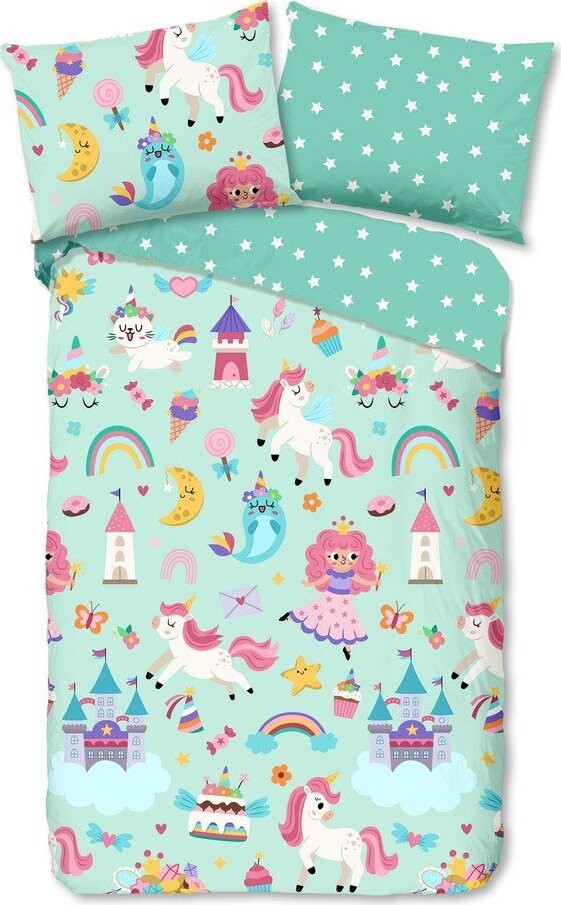 Bavlněné dětské povlečení na jednolůžko v mentolové barvě 140x200 cm Fantastic – Good Morning