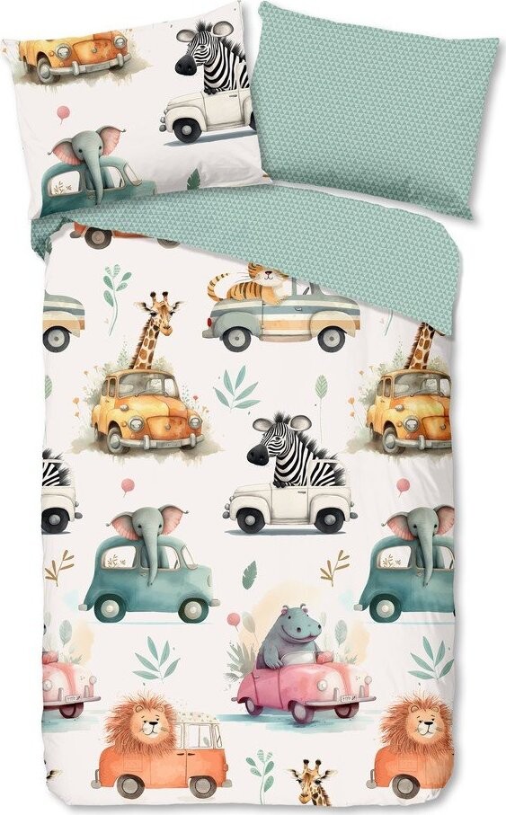 Zelené/béžové bavlněné dětské povlečení na jednolůžko 140x200 cm Gogo – Good Morning