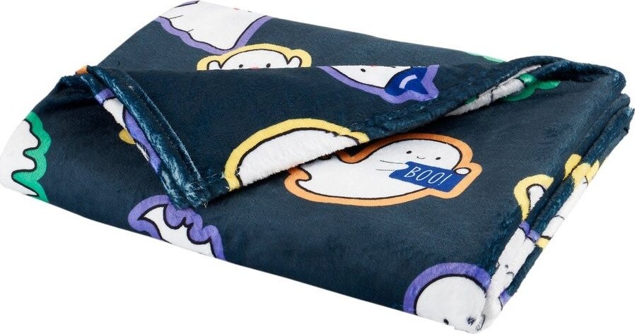 Černá deka s haloweenským motivem z mikroplyše 130x170 cm Halloween Ghosts – Catherine Lansfield