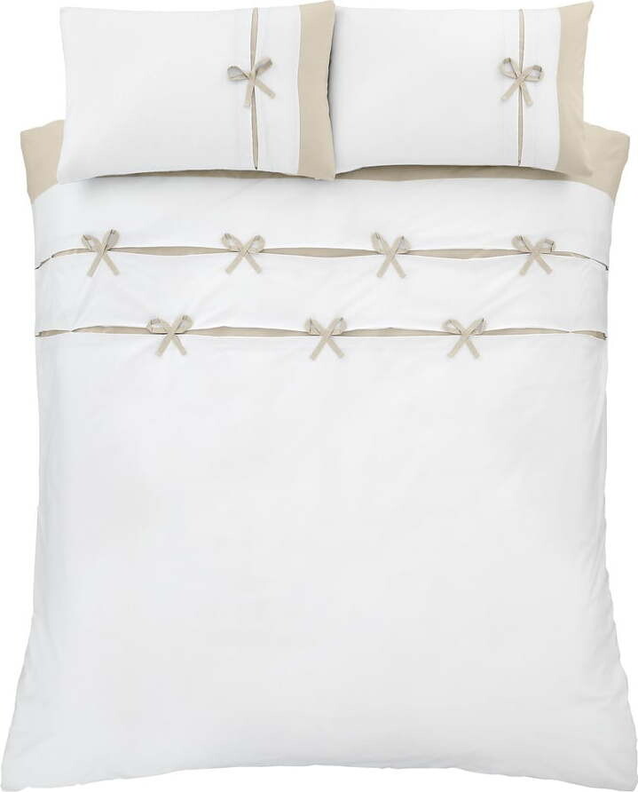 Bílé povlečení na dvoulůžko/prodloužené 230x220 cm Milo Bow – Catherine Lansfield