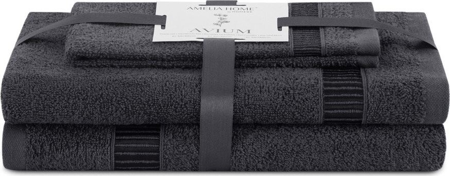 Tmavě šedé froté bavlněné ručníky a osušky v sadě 3 ks Avium – Restilo