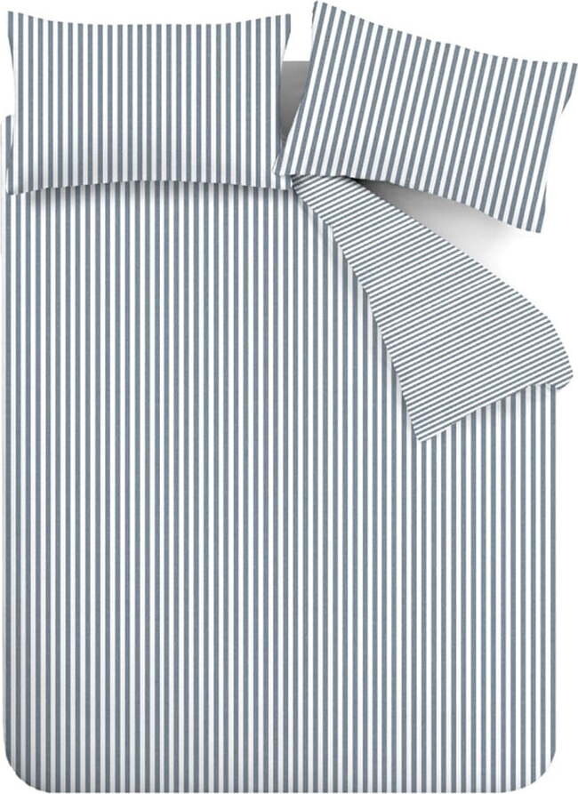 Modré flanelové povlečení na dvoulůžko/prodloužené 230x220 cm Stripe – Catherine Lansfield