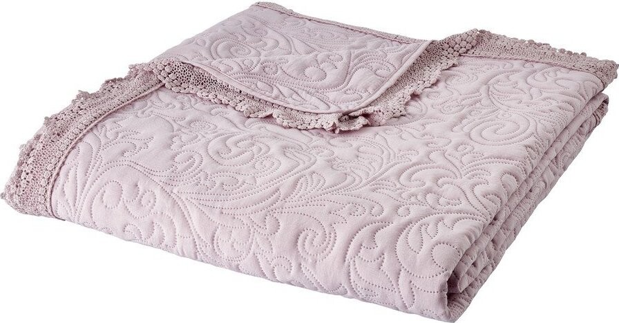 Růžový prošívaný přehoz 220x230 cm Bridgerton Silhouette Floral Lace – Catherine Lansfield