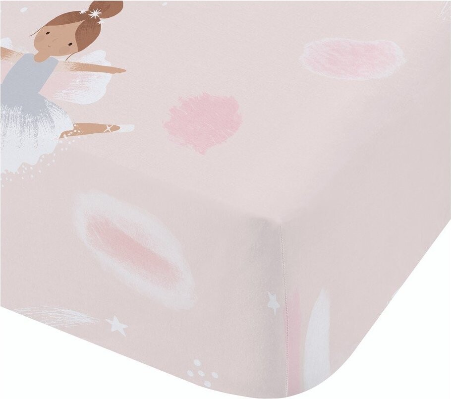 Růžové napínací dětské prostěradlo na jednolůžko 90x190 cm Dancing Fairies – Catherine Lansfield