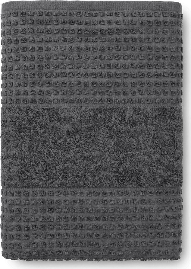 Tmavě šedá froté osuška z Bio bavlny 70x140 cm Check – JUNA