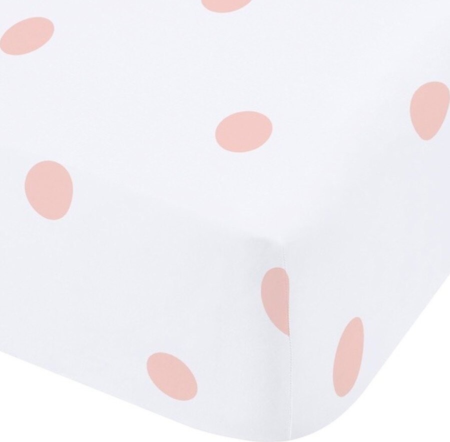 Bílé/růžové napínací flanelové prostěradlo 150x200 cm Polka Dot – Catherine Lansfield
