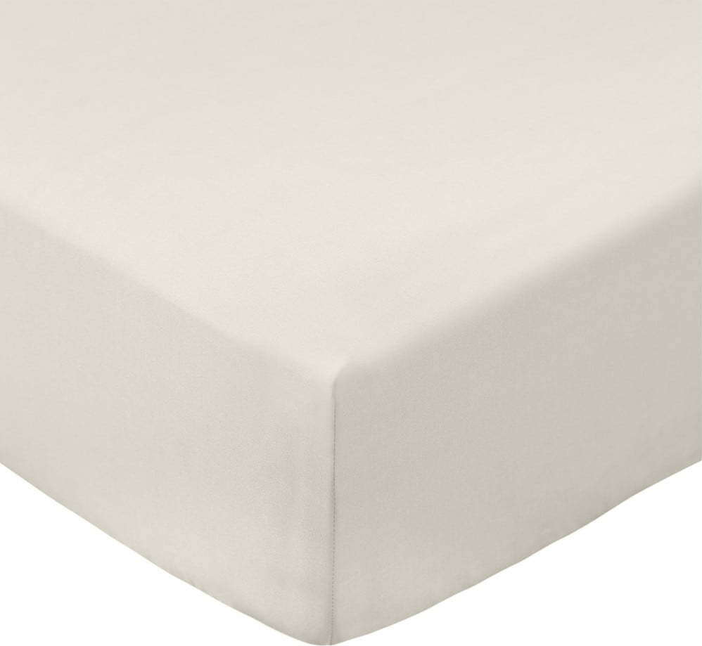 Béžové napínací prostěradlo z bavlněného perkálu 90x190 cm Cotton Percale – Bianca