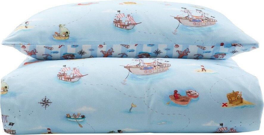 Modré bavlněné dětské povlečení do postýlky 120x150 cm Pirates – Belle & Boo