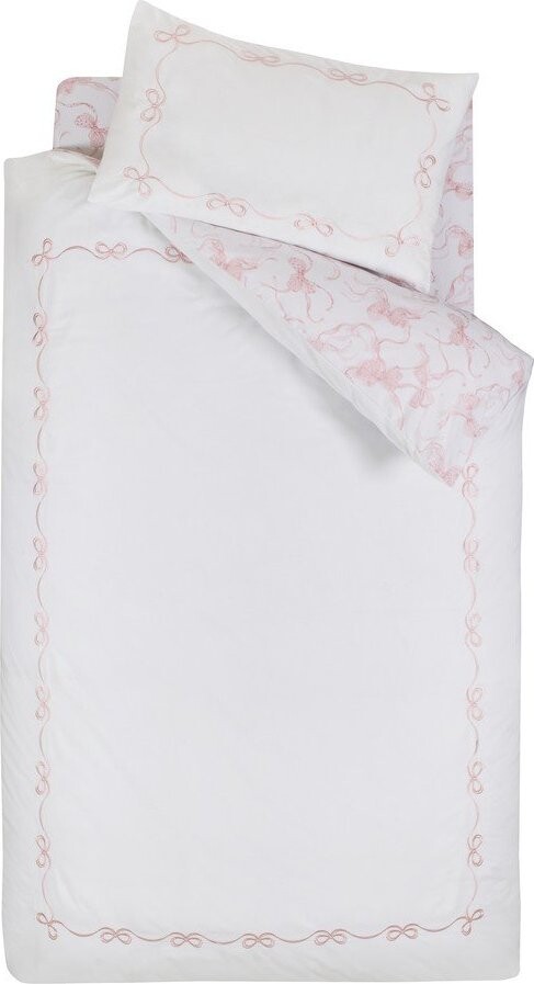 Bílé povlečení na jednolůžko 135x200 cm Bow Embroidery – Catherine Lansfield