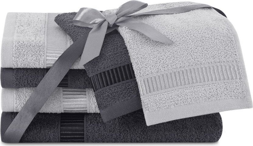 Šedé froté bavlněné ručníky a osušky v sadě 6 ks Avium – Restilo