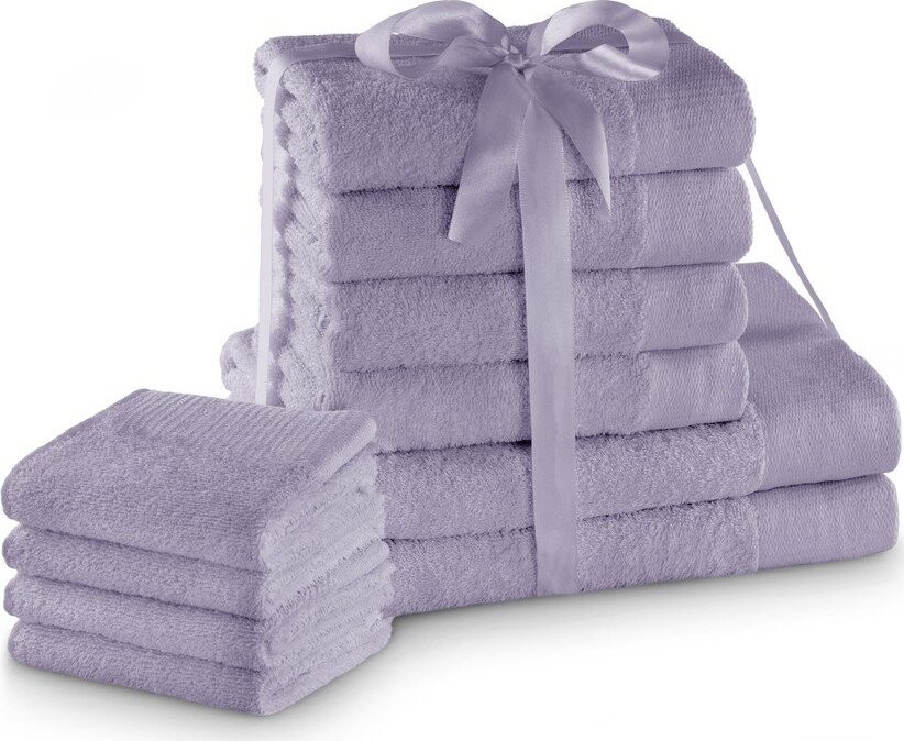 Froté bavlněné ručníky a osušky v sadě 10 ks v levandulové barvě Amari – Restilo
