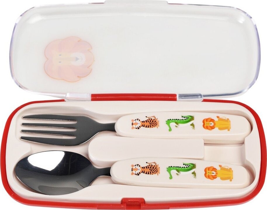 Krémový nerezový dětský příbor 2 ks Colourful Creatures – Rex London