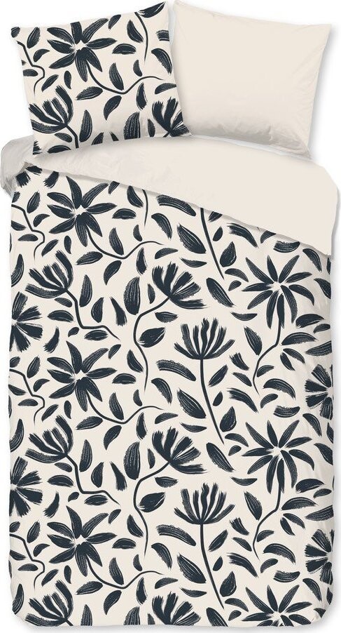 Černé/béžové bavlněné povlečení na jednolůžko/prodloužené 140x220 cm Emilia – Good Morning