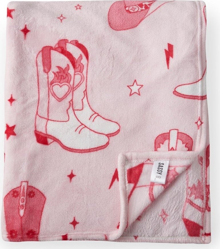 Růžový přehoz z mikroplyše 200x240 cm Cowgirl Boot – Sassy B