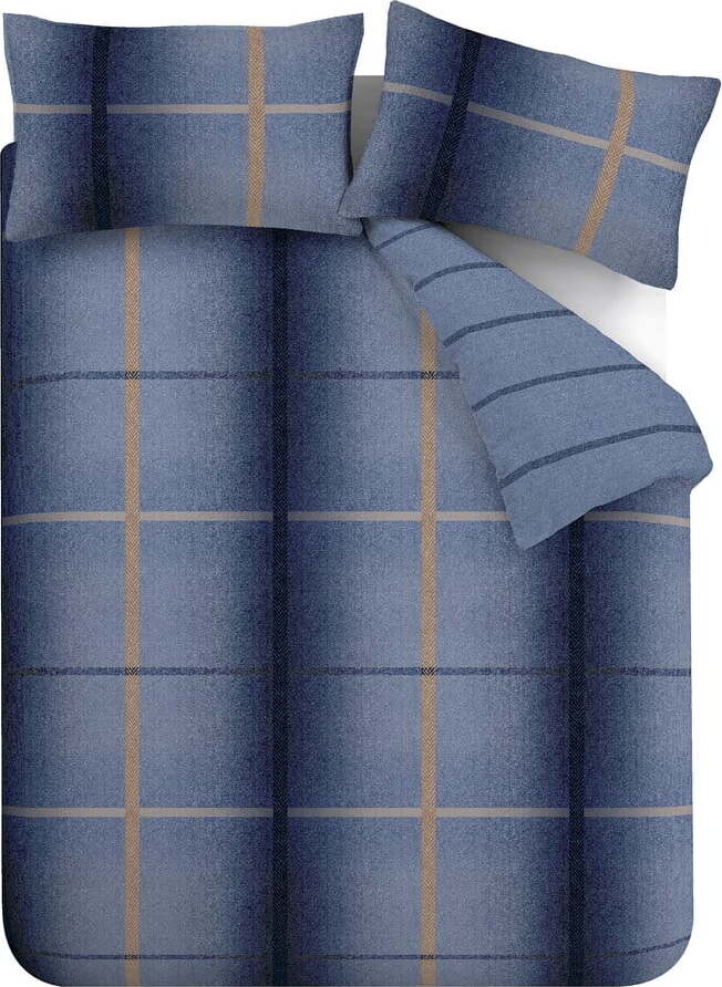 Tmavě modré flanelové povlečení na dvoulůžko/prodloužené 230x220 cm Melrose Tweed Check – Catherine Lansfield