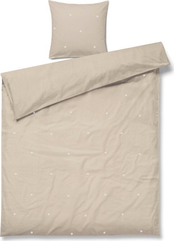 Béžové povlečení na jednolůžko z bavlněného perkálu 140x200 cm Daisy – JUNA