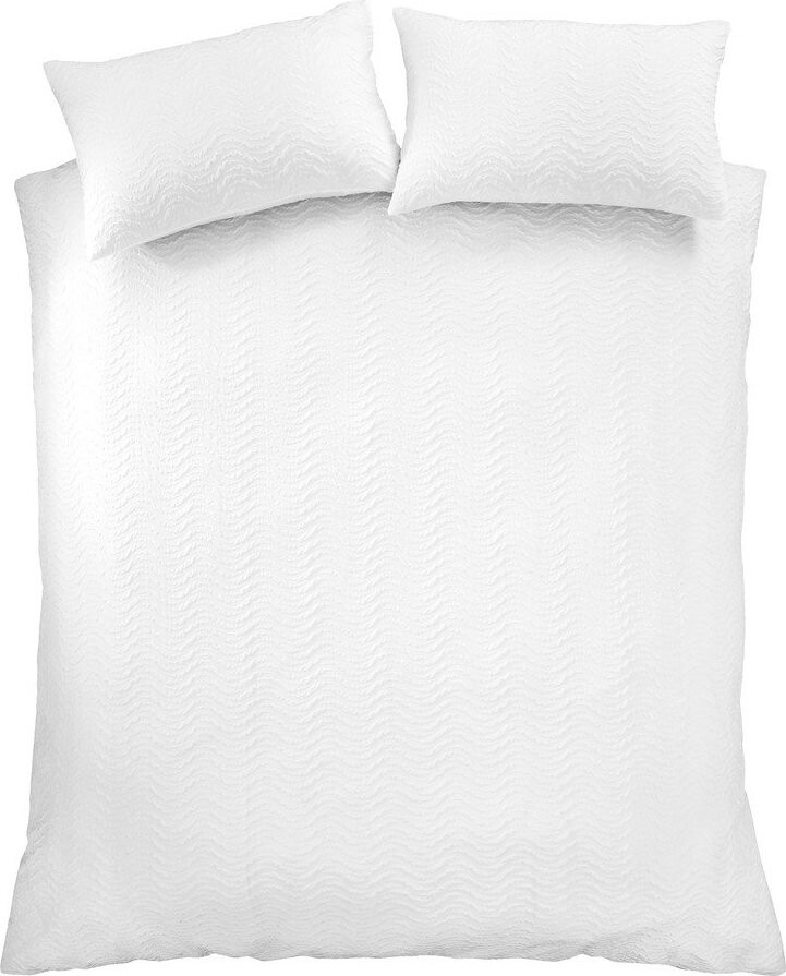 Bílé krepové povlečení na dvoulůžko/prodloužené 230x220 cm Heatset Wave – Catherine Lansfield