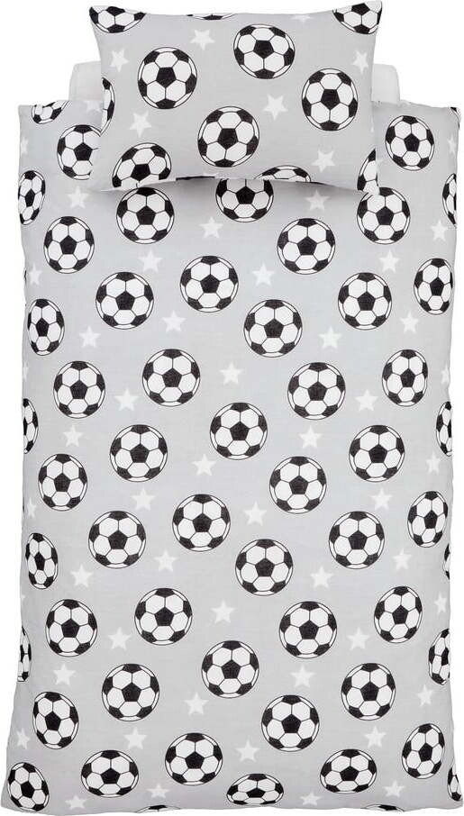 Šedé flanelové dětské povlečení na dvoulůžko 200x200 cm Football Stars – Catherine Lansfield