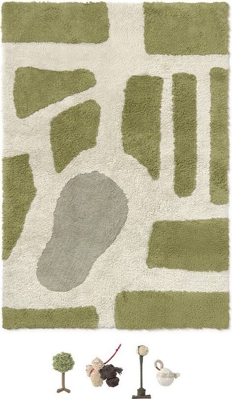 Zelený/krémový bavlněný dětský hrací koberec 90x130 cm Hyde Park – Lorena Canals