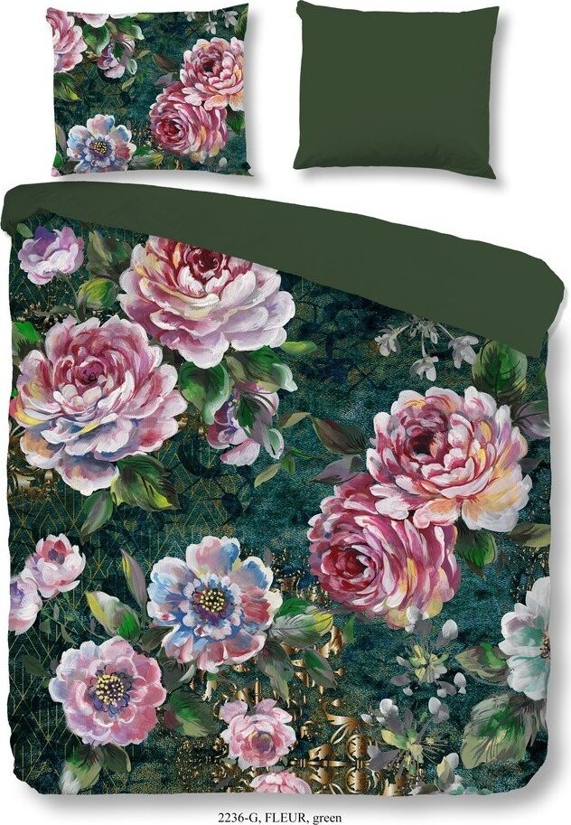 Zelené bavlněné povlečení na jednolůžko/prodloužené 140x220 cm Fleur – Good Morning