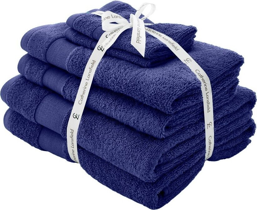 Tmavě modré froté bavlněné ručníky a osušky v sadě 6 ks Anti-Bacterial – Catherine Lansfield